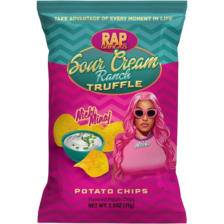 Rap Snacks Nicki Minaj Sour Cream and Ranch Truffle Chips 2.5oz, rap snacks, nicki minaj rap snacks, nicki minaj chips, sour cream chips, ranch chips, truffle chips