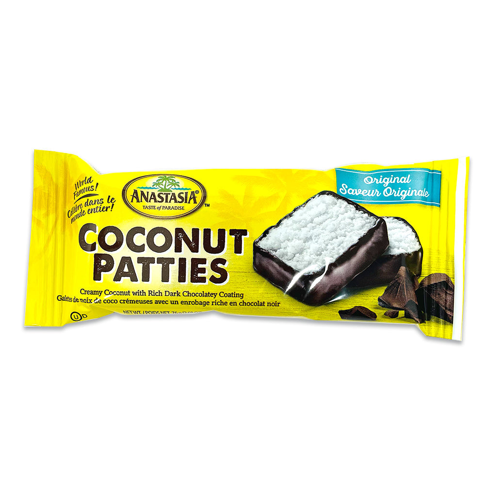 Anastasia Original Coconut Patties - 70g, Anastasia Original Coconut Patties, Taste the tropical paradise in every bite, Little bites of heaven, Velvety-smooth coconut, rich chocolate, Symphony of flavors that dance on your tongue, sweetness of chocolate, delicious snack, Unwrap, savor the paradise, Each and every bite is a journey, anastasia candy, coconut patties