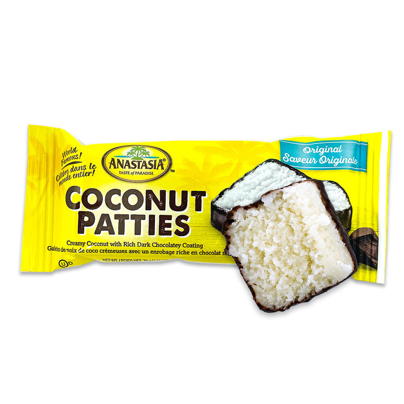 Anastasia Original Coconut Patties - 70g, Anastasia Original Coconut Patties, Taste the tropical paradise in every bite, Little bites of heaven, Velvety-smooth coconut, rich chocolate, Symphony of flavors that dance on your tongue, sweetness of chocolate, delicious snack, Unwrap, savor the paradise, Each and every bite is a journey, anastasia candy, coconut patties