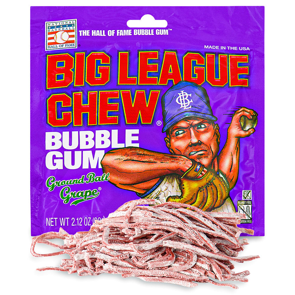 Big League Chew - Bubble Gum - Ground Ball Grape - 60g - Baseball Gum - Candy Funhouse