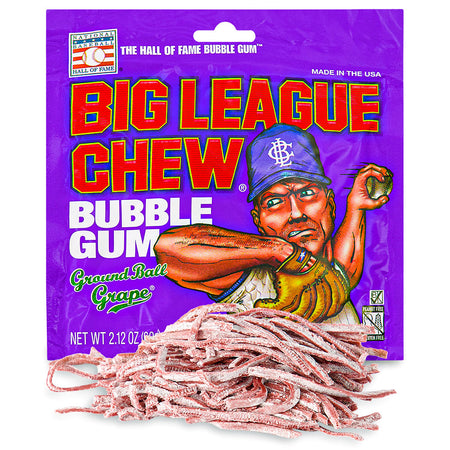 Big League Chew - Bubble Gum - Ground Ball Grape - 60g - Baseball Gum - Candy Funhouse