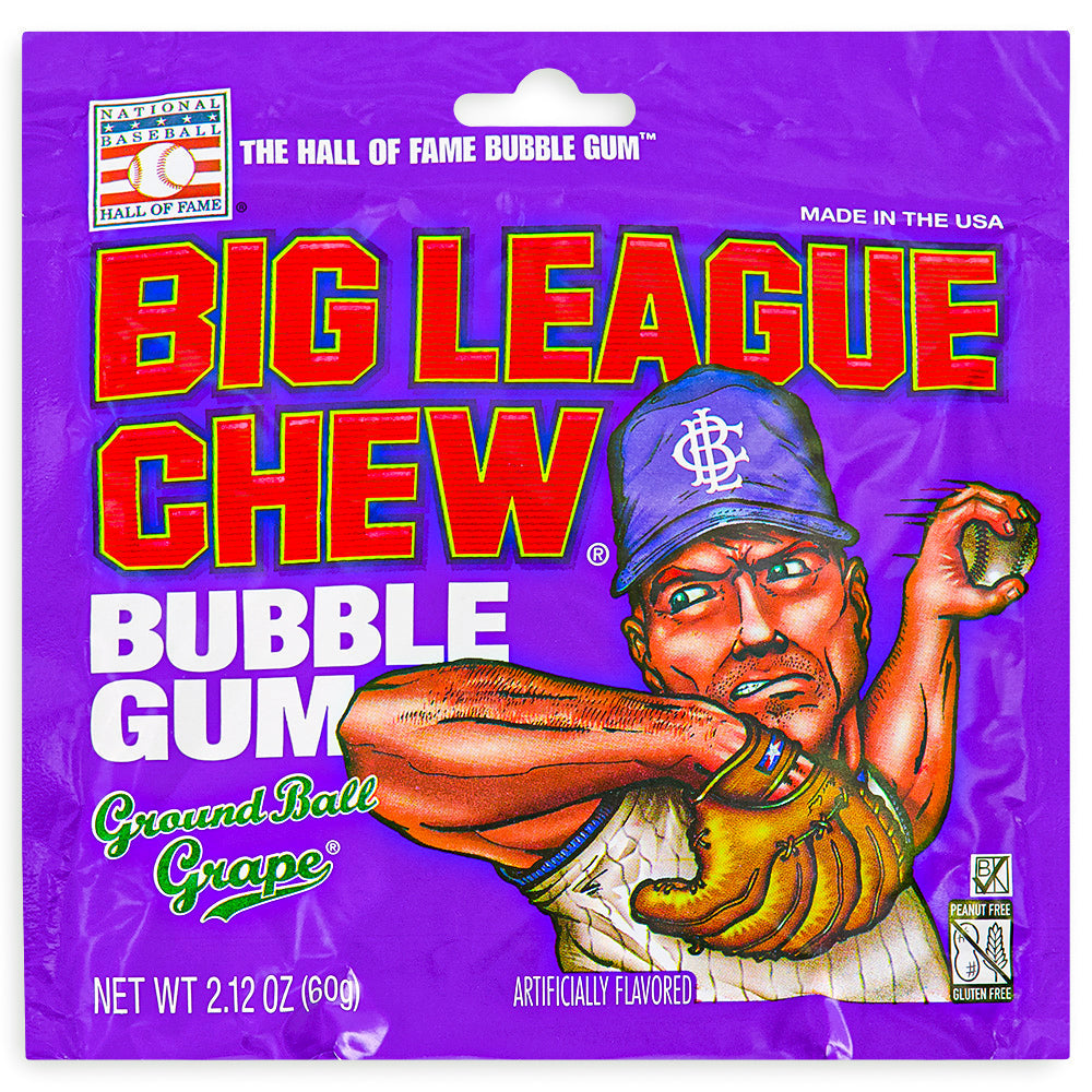 Big League Chew - Bubble Gum - Ground Ball Grape - 60g - Baseball Gum - Candy Funhouse