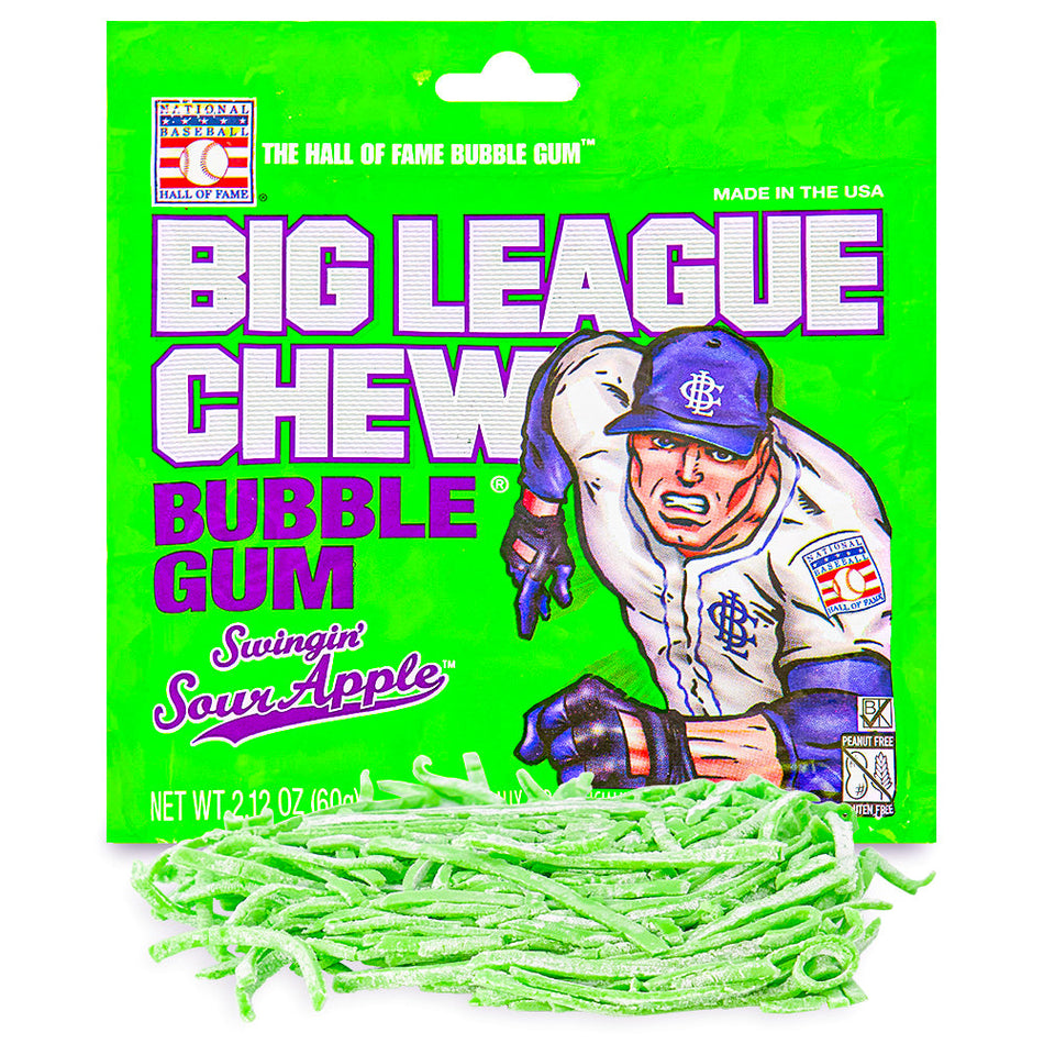 Big League Chew - Bubble Gum - Swingin Sour Apple - Baseball Gum - Candy Funhouse