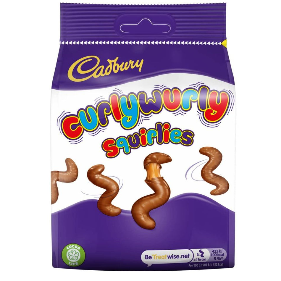 Cadbury Curly Wurly Squirlies UK 110g, Cadbury Chocolate, Cadbury Milk Chocolate, Cadbury, UK Candy, UK Chocolate, Fun Chocolate, Caramel Chocolate