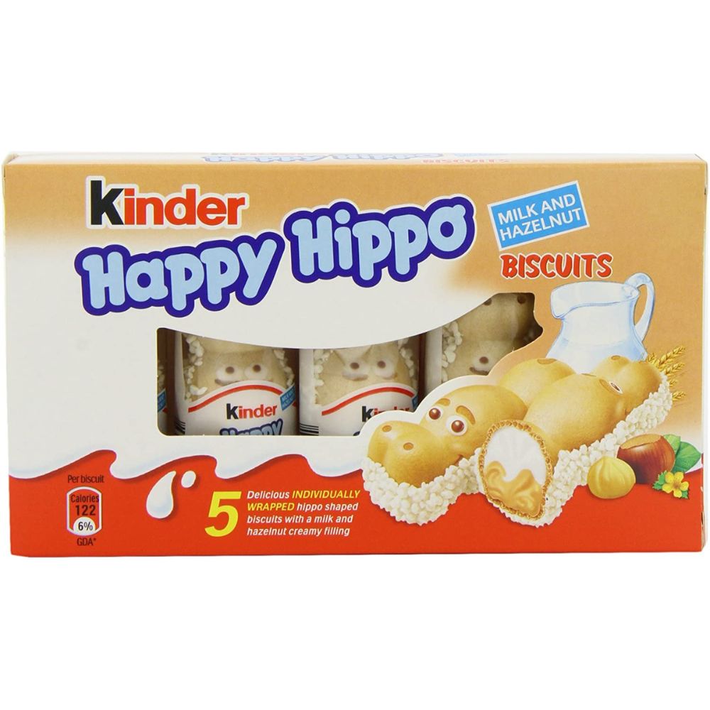 Kinder Happy Hippos Biscuits Milk and Hazelnut 103.5g, Kinder Chocolate, Creamy Kinder, Kinder Hippos, Kinder, Best Kinder Chocolate