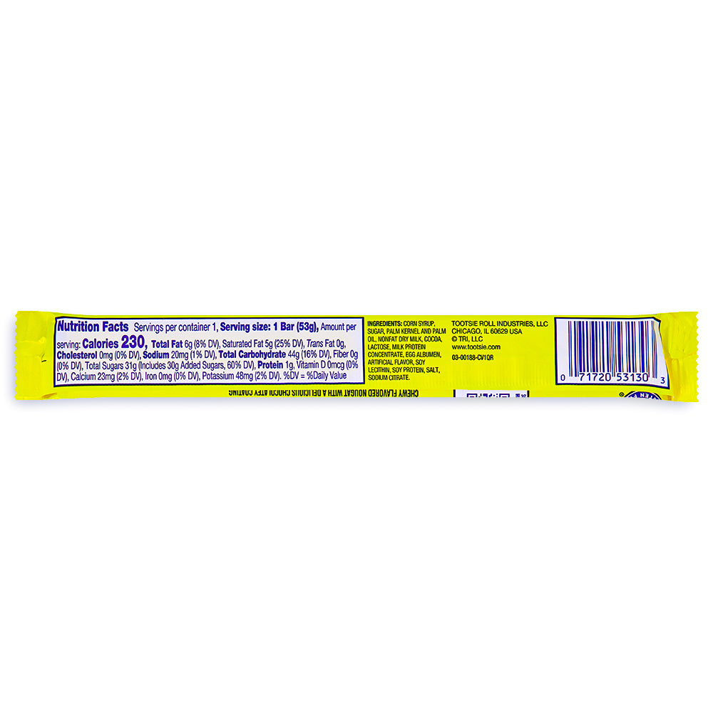 Charleston Chew Vanilla Candy Bar 2oz - Nutrition Facts - Ingredients