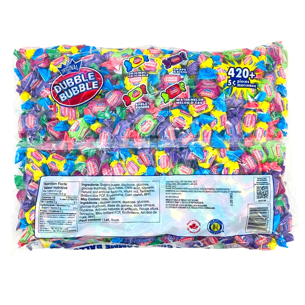 Dubble Bubble Bubblegum Assorted 420+ Pieces  - Canadian Candy -  1920s Candy - Nutrition Facts - Ingredients