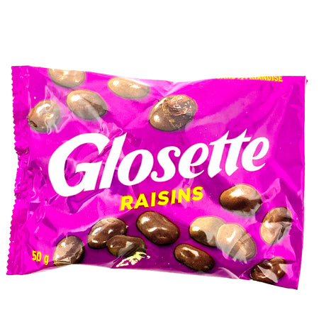 Glosette Raisins Chocolate 50g Front - Canadian Candy