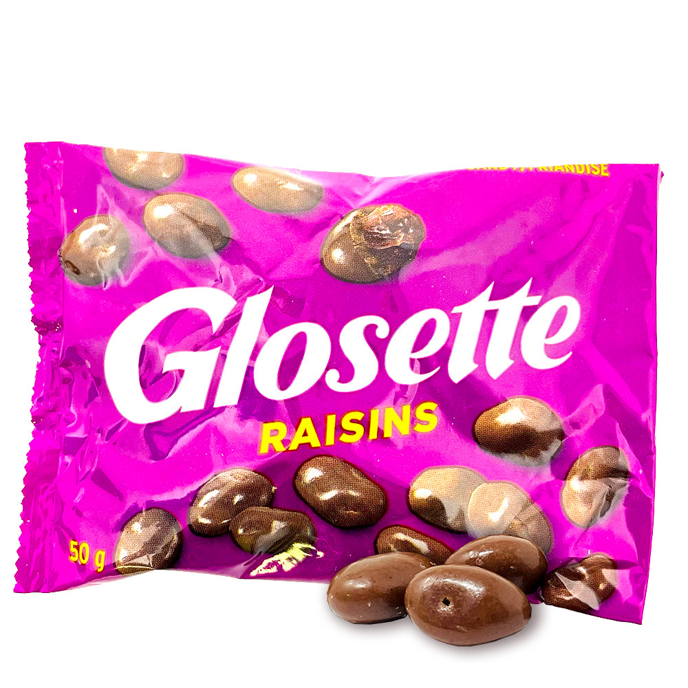 Glosette Raisins Chocolate 50g Opened - Canadian Candy