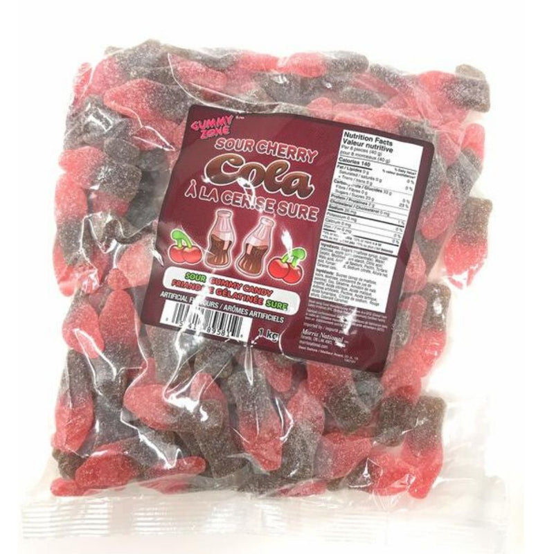 Gummy Zone Sour Cherry Cola Bottles Candy 1 kg, Gummy Zone Sour Cherry Cola Bottles Candy, flavor sensation, burst of tanginess, zingy excitement, taste explosion, sour candy lover, flavor excitement, zesty adventure, gummy candy, sour gummies, sour gummy