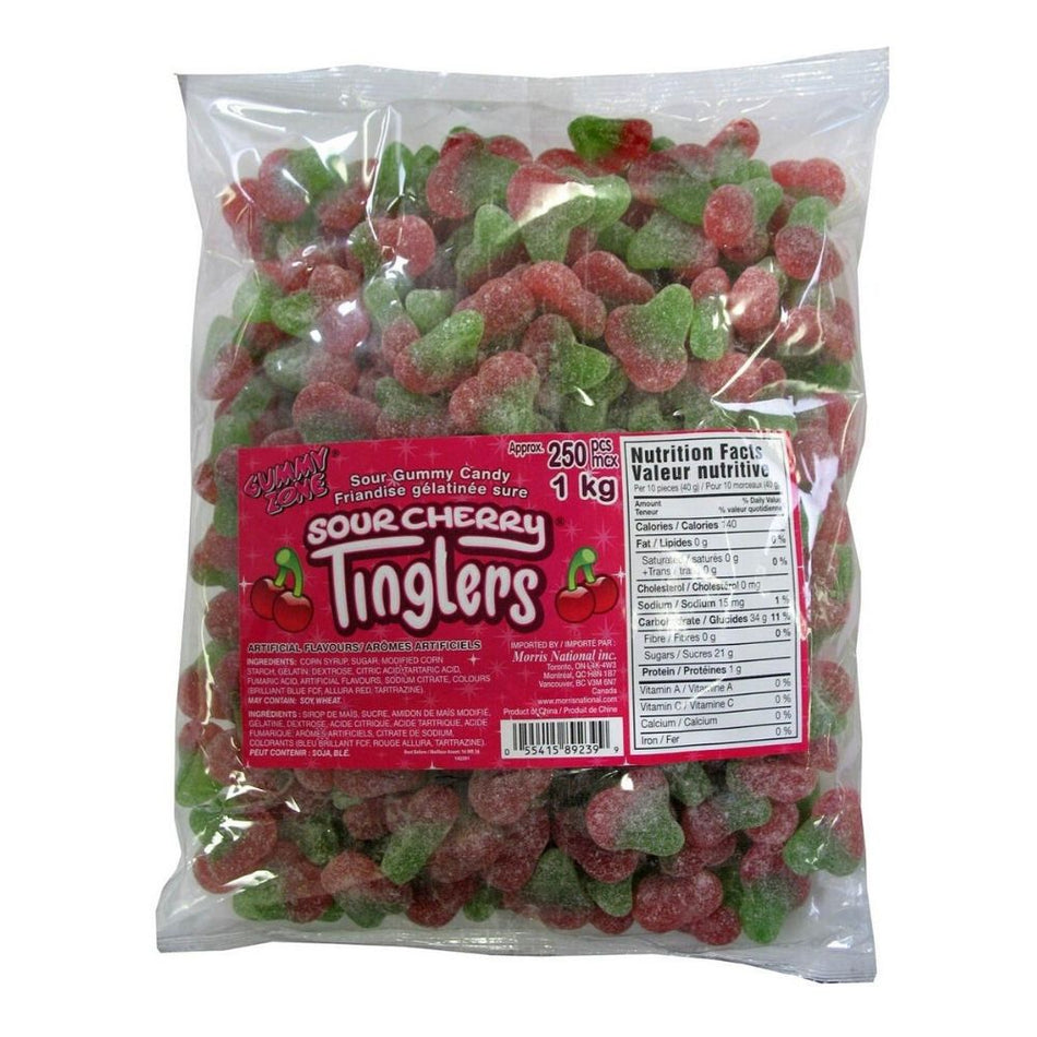 Gummy Zone Sour Cherry Tinlglers Candy 1 kg-Sour Candy-Gummies-Cherry Sours-Cherry Candy-Red Candy-Bulk Candy