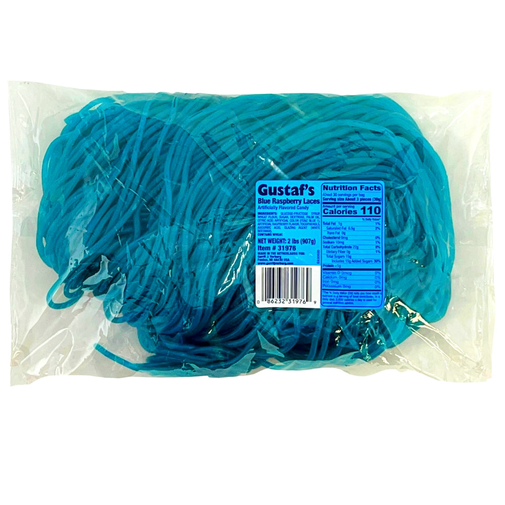 Bag Laces Raspberry T1 Gustaf's Blue Raspberry Licorice Laces | Candy Funhouse – Candy Funhouse US