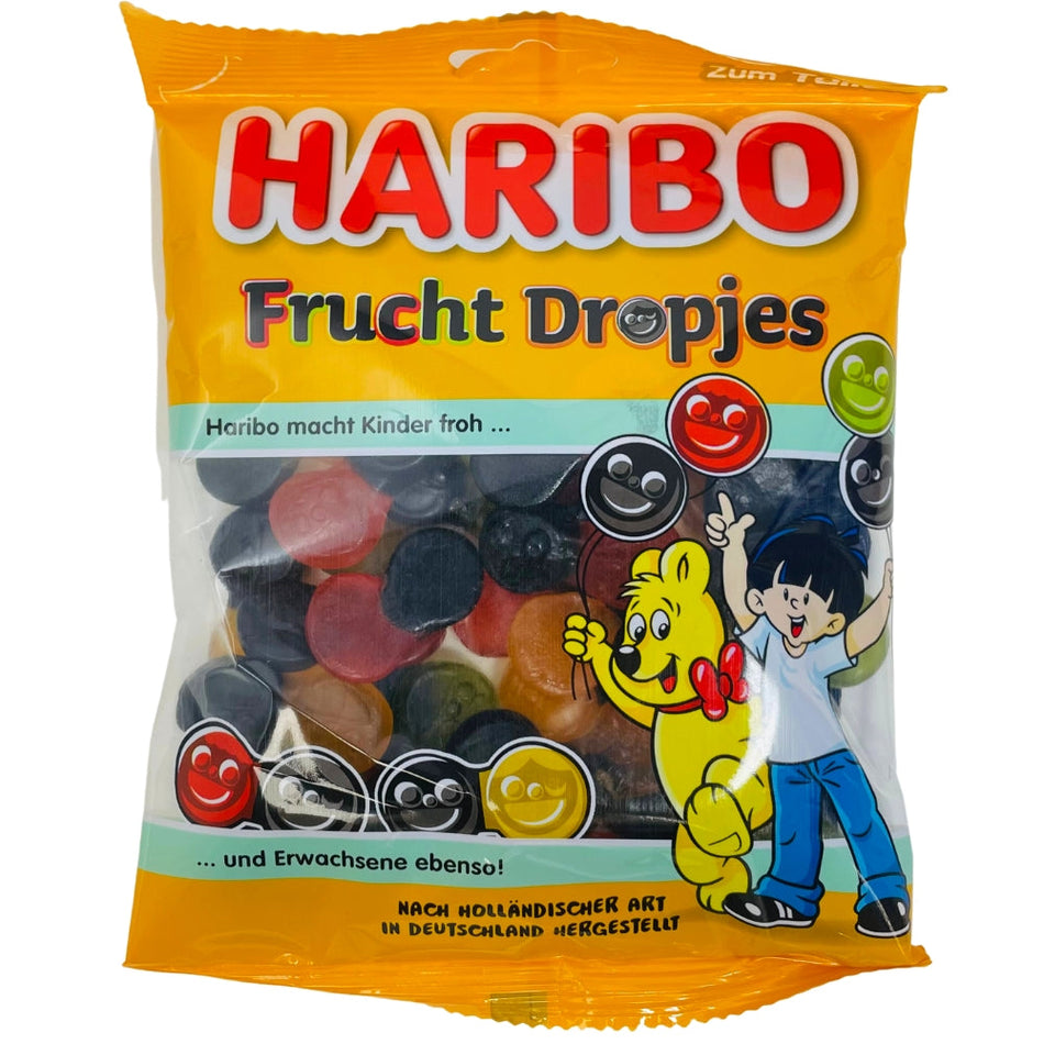 Haribo Fruit Dropjes Licorice and Jelly Drops - 175g, Haribo, haribo gummy, haribo gummies, soft gummy, chewy gummies, chewy gummy, german candy, german haribo, licorice candy, jelly candy