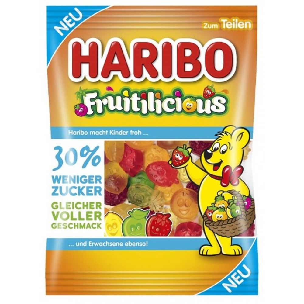Haribo Fruitilicious Gummy Candy - 160 g, Haribo Fruitilicious Gummy Candy, fruity explosion, juicy flavors, tropical adventure, chewy texture, sweet symphony, fruitilicious party