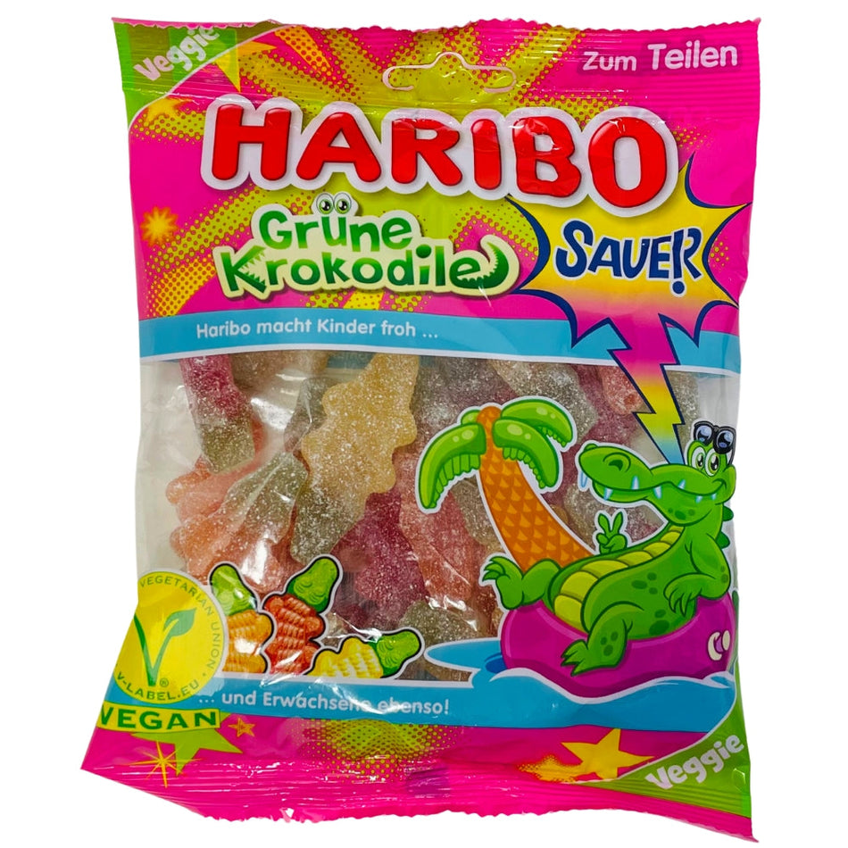 Haribo Sour Crocodiles - 175g, Haribo, haribo gummy, haribo gummies, soft gummy, chewy gummies, chewy gummy, german candy, german haribo, haribo candy, haribo sour gummy, sour gummy, sour candy