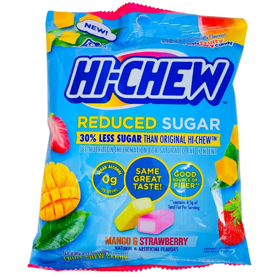 Hi-Chew Reduced Sugar Mango & Strawberry - 2.12oz, Hi-Chew Reduced Sugar, Mango & Strawberry Chew, Low-Sugar Fruit Candy, Tropical Flavor Hi-Chew, hi chew, hi chew candy, hi chew candies, hi-chew, hi-chew candy, hi-chew candies