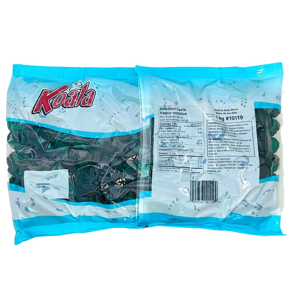 Koala Juicy Blues Candies - 1 kg - Nutrition Facts, gummie candy, gummy candy, fun gummies, soft gummies, fruity gummies, soft gummy, blue candy, blue gummy, blue gummies, bulk candy, bulk gummies