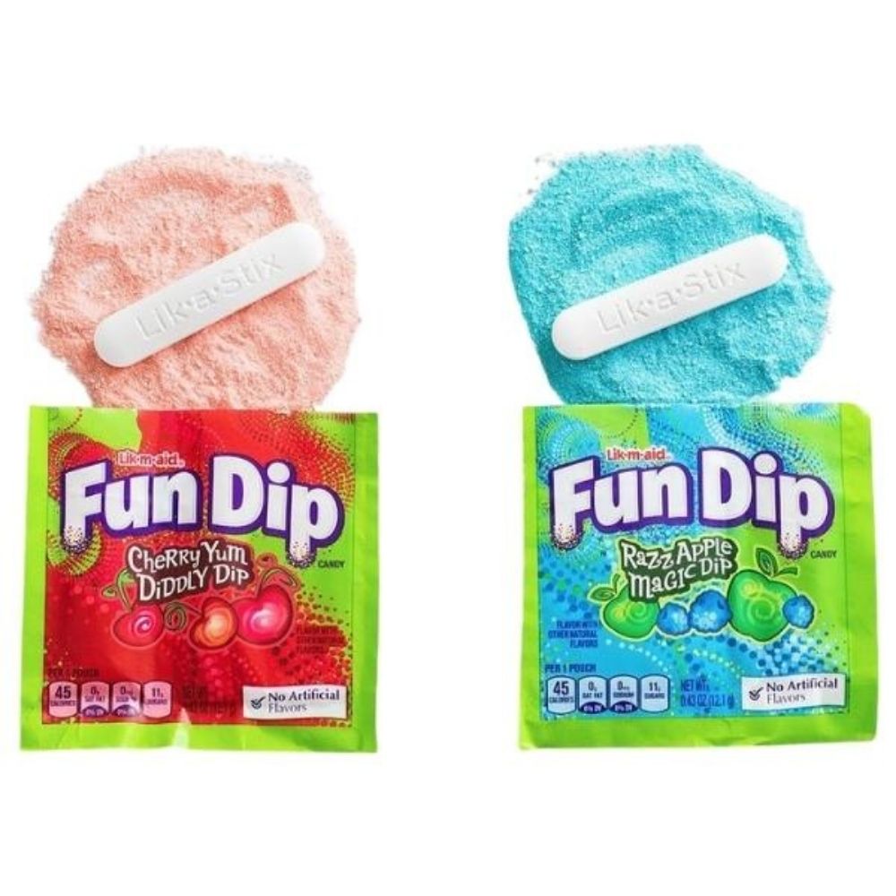 Lik-M-Aid Fun Dip Candy .43 oz Opened, Fun Dip, Fun Dip Candy, Lik-M-Aid Fun Dip Candy, Cherry Candy, Green Apple Candy, Blueberry Candy