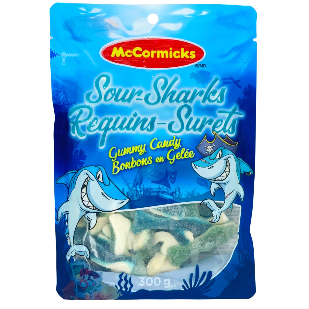 McCormick's Sour Sharks Peg Bag - 300g - Gummies - Canadian Candy - Sour Candies