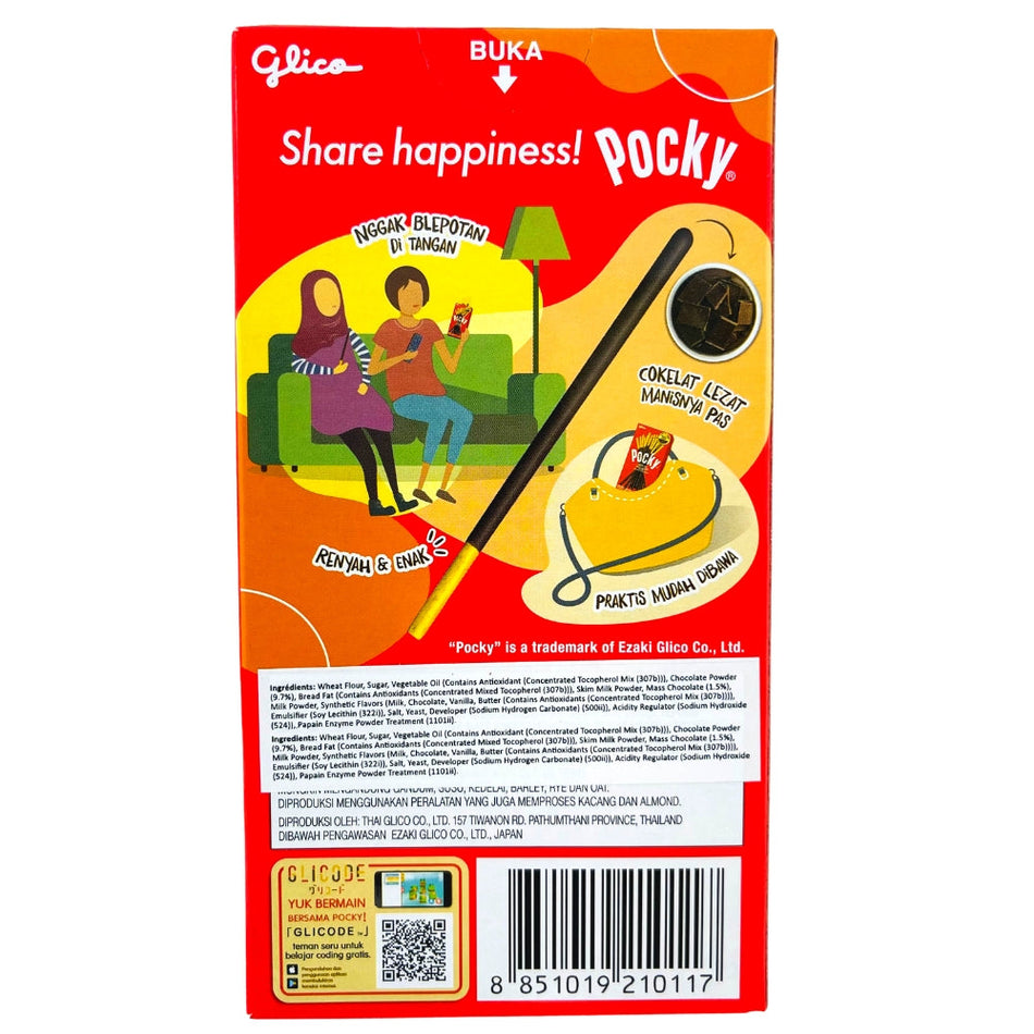 Pocky Sticks Original Chocolate 45g (Indonesia) Back Ingredients Nutrition Facts, Pocky, pocky sticks, pocky stick, indonesia chocolate, indonesian chocolate, exotic candy