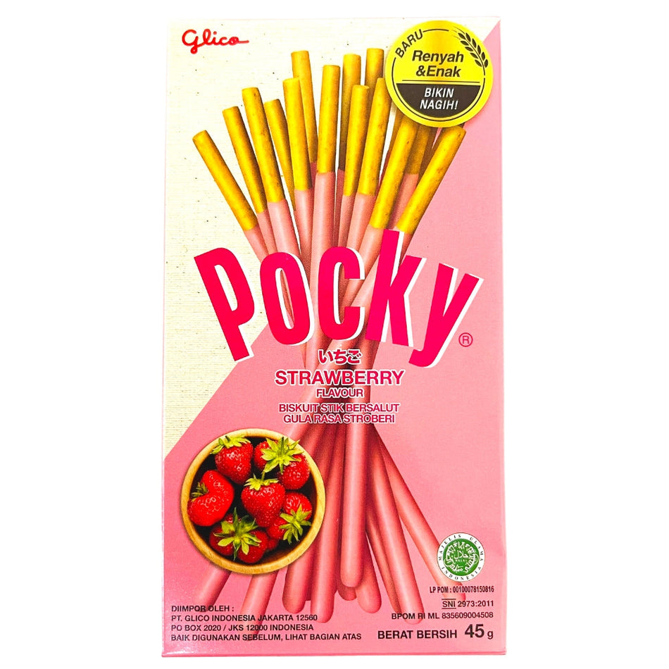Pocky Sticks Strawberry 45g (Indonesia) Front, Pocky, pocky sticks, pocky stick, indonesia chocolate, indonesian chocolate, strawberry pocky sticks