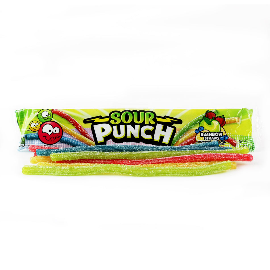Sour Punch Straws Rainbow 2oz - 90s Candy - Sour Punch