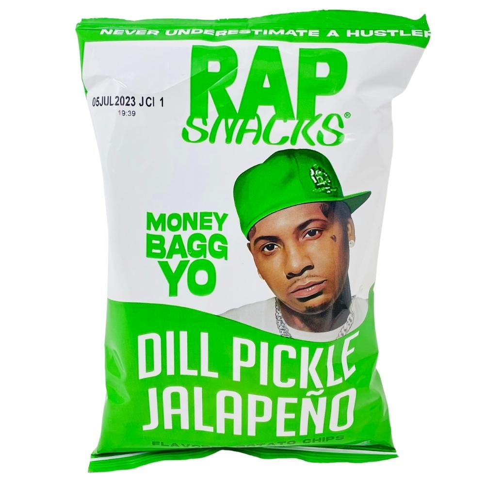 Rap Snacks Money Bagg Yo Dill Pickle Jalapeno 2.5oz, money bagg yo, rap snacks, savory chips, dill pickle chips, spicy jalapeno chips