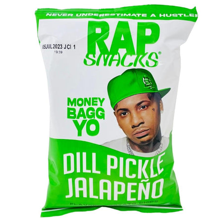 Rap Snacks Money Bagg Yo Dill Pickle Jalapeno 2.5oz, money bagg yo, rap snacks, savory chips, dill pickle chips, spicy jalapeno chips