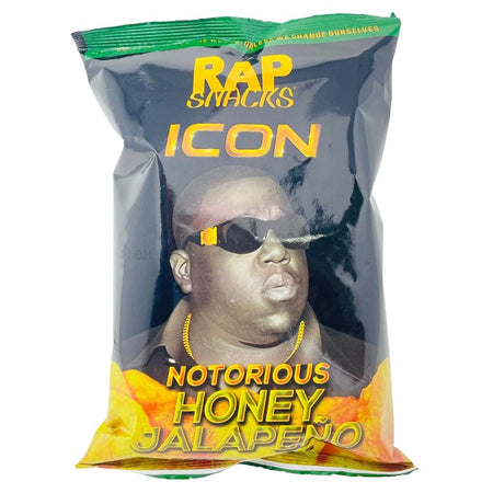 Rap Snacks-The Notorious B.I.G.-ICON Honey Jalapeno Chips 2.5oz, rap snacks, honey chips, jalapeno chips, biggie rap snacks