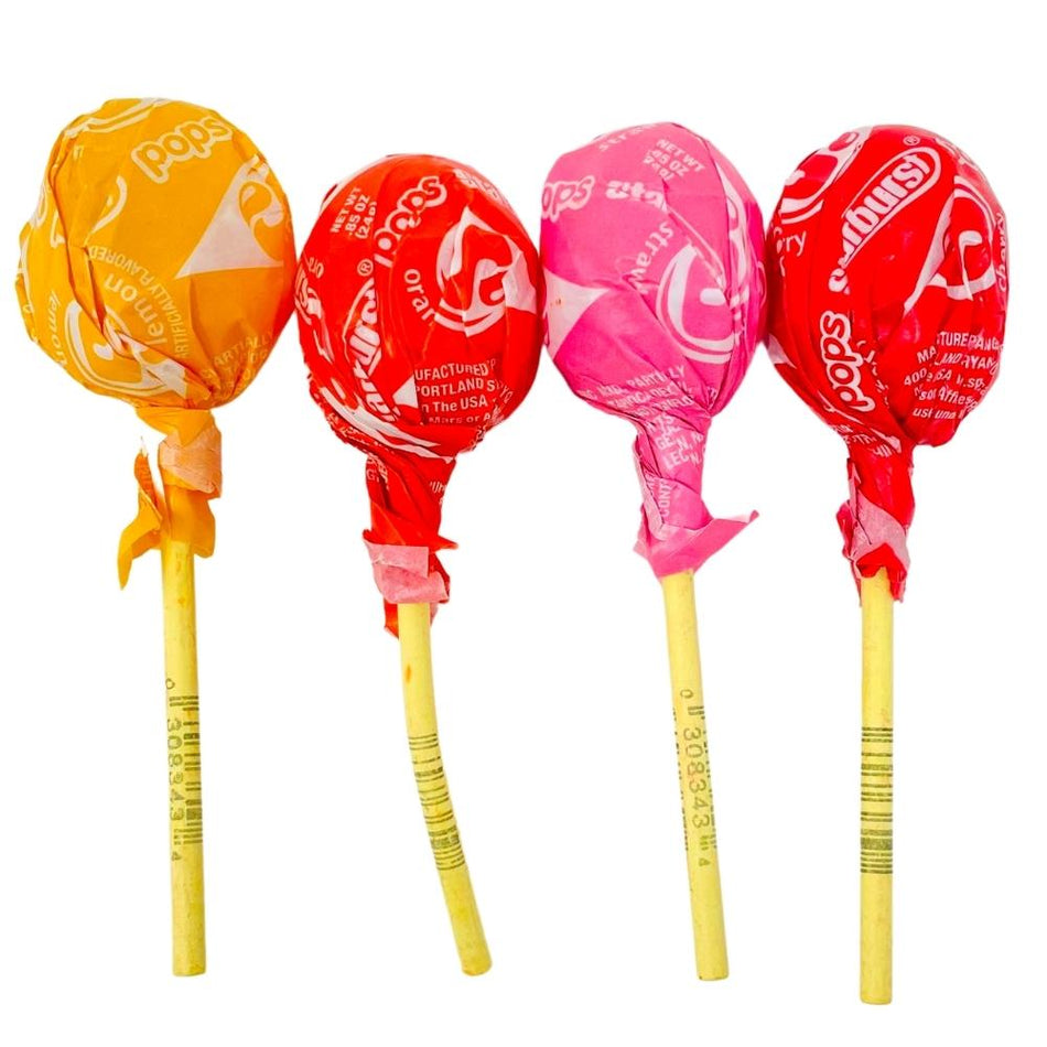 Starburst Pops - .85oz Pink Yellow Orange Red, starburst pops, starburst lollipop, starburst lollipops