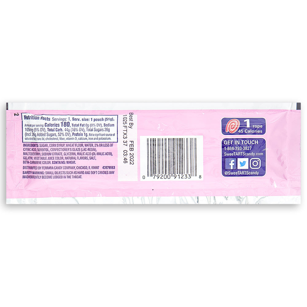 Sweetarts Ropes Cherry Punch 1.8oz -Sweetarts - Sweet Tarts - Ingredients - Nutrition Facts