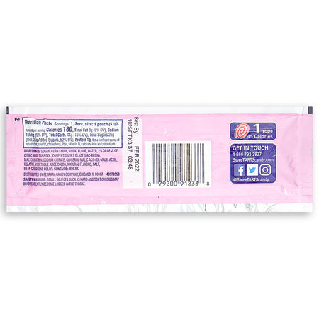 Sweetarts Ropes Cherry Punch 1.8oz -Sweetarts - Sweet Tarts - Ingredients - Nutrition Facts