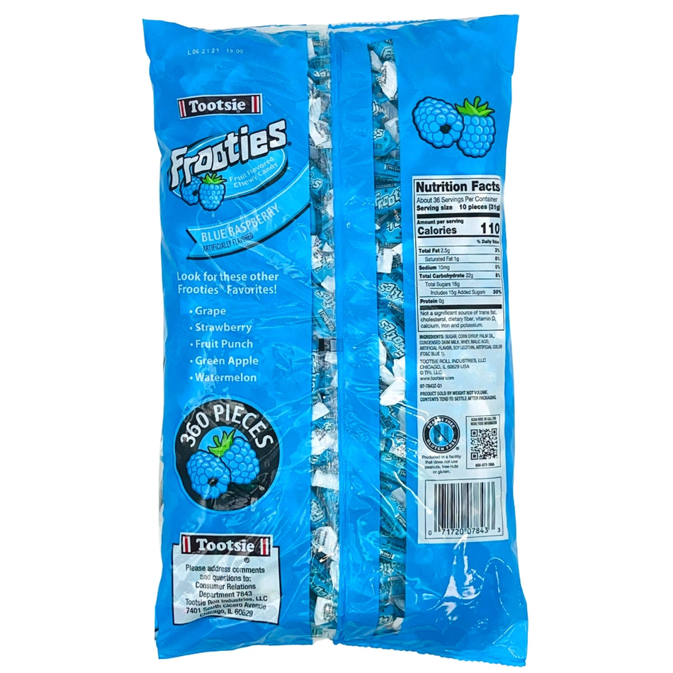 Tootsie Roll Frooties Blue Raspberry Candy - Nutrition Facts - Ingredients - Blue Candy from Tootsie Roll - Bulk Candy