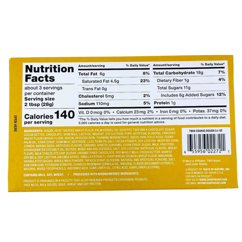 Twix Cookie Dough - Bite Size - 3.1oz. - Nutrition Facts - Ingredients