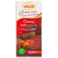Valor Creamy Dark Chocolate Truffle Cream Sugar Free 100 g Front, Valor chocolate, spanish chocolate, dark chocolate, spanish dark chocolate, truffle chocolate, chocolate truffle